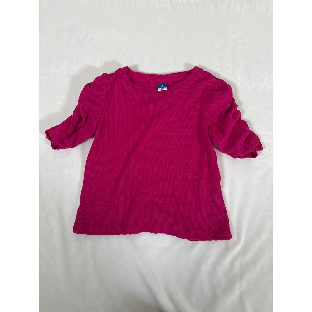Old Navy Girls Ribbed Puff Sleeve Top Pink Size S 6-7